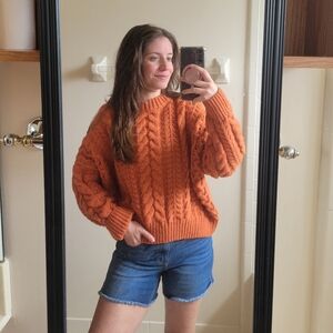 Debut Cable Knit Sweater - Orange